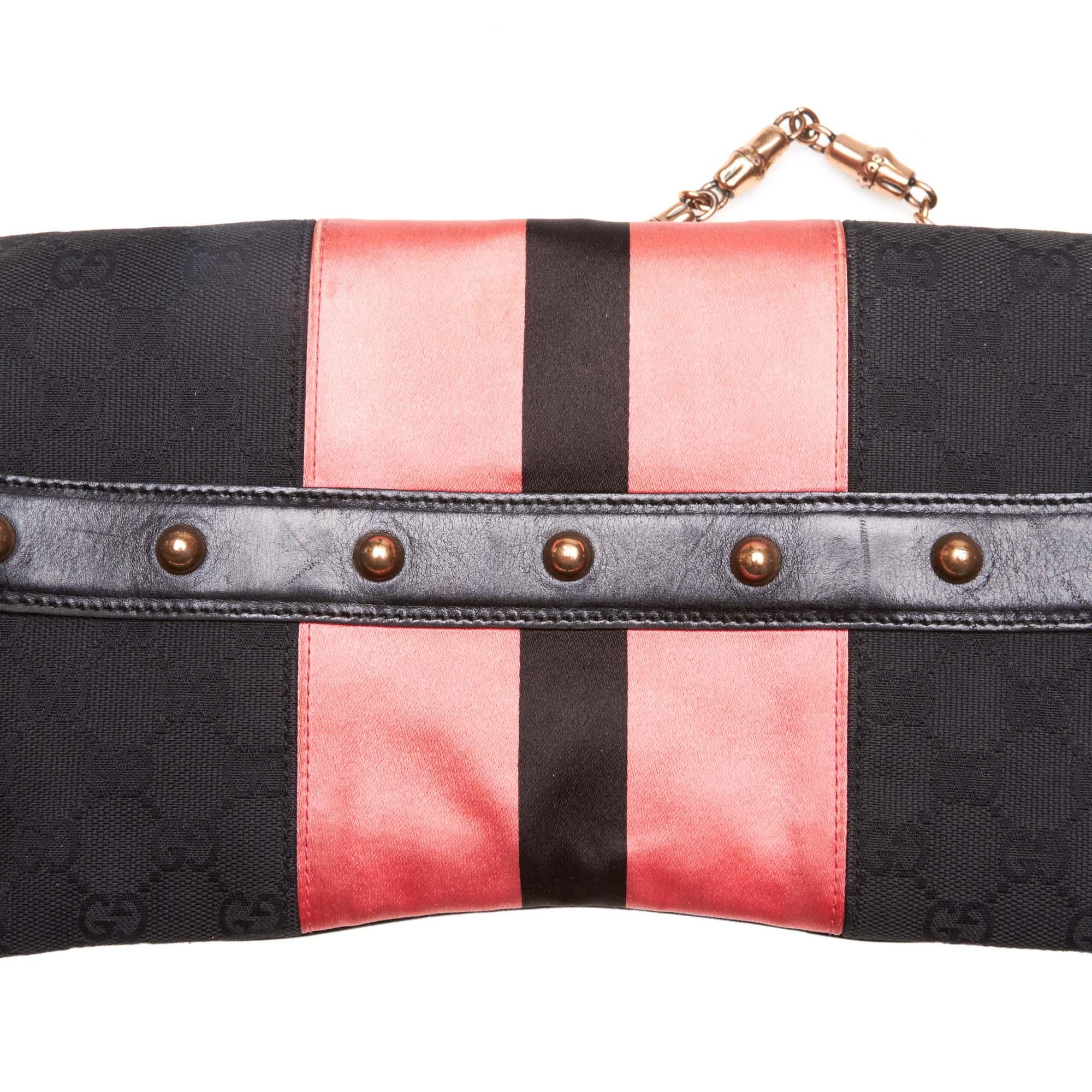 Gucci GG Canvas Horsebit Chain Baguette Bag For Sale 3
