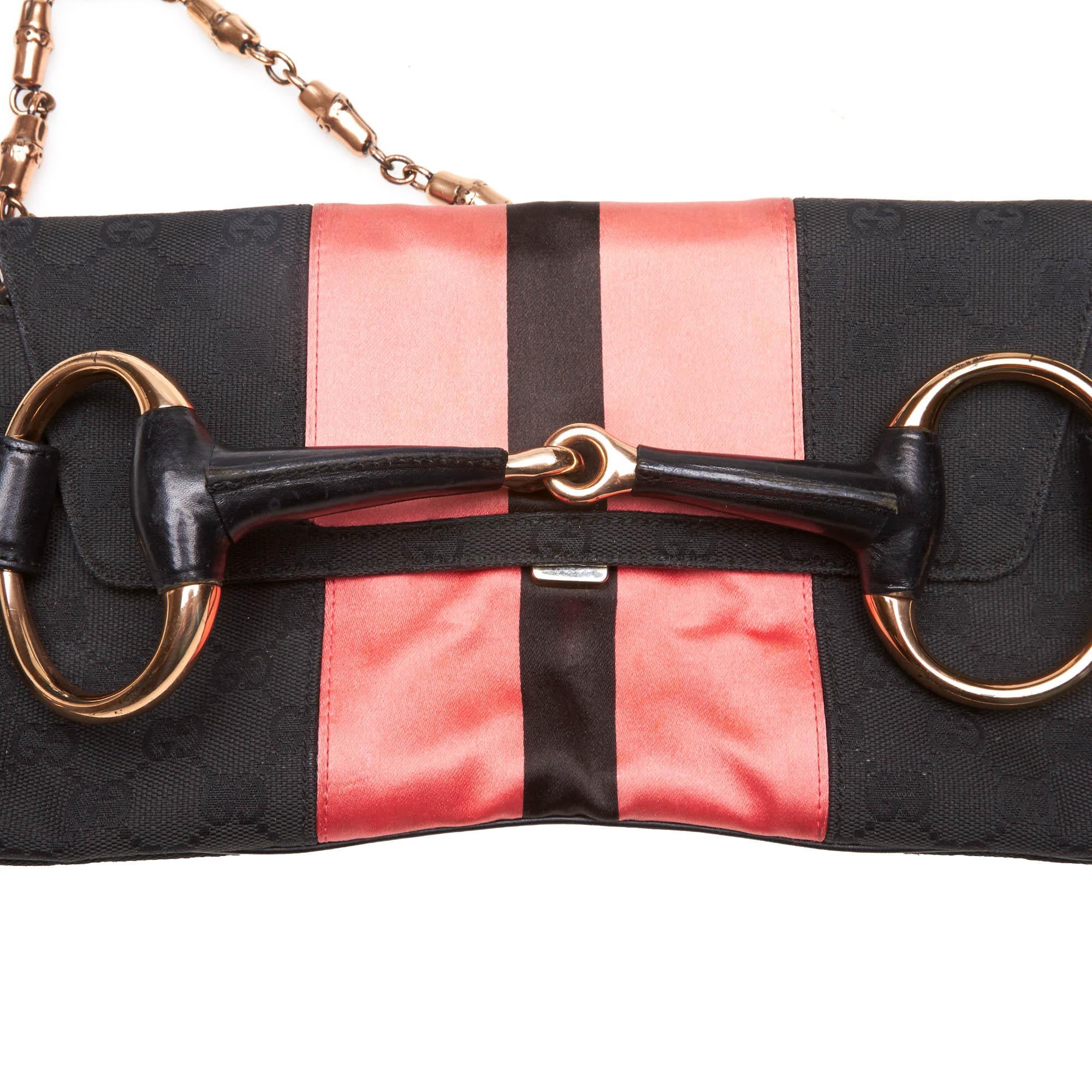 Gucci GG Canvas Horsebit Chain Baguette Bag For Sale 4