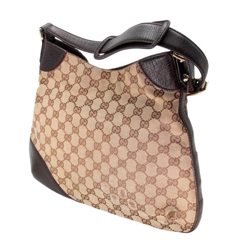 Brown Gucci GG Canvas Horsebit Hasler Supreme Hobo Bag GG-0618N-0001 For Sale