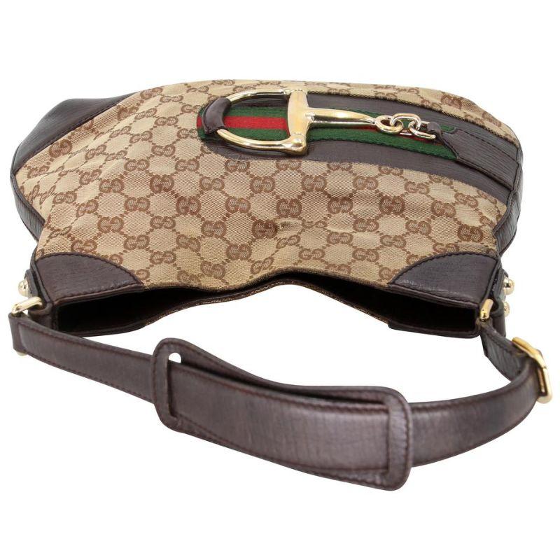 Gucci GG Canvas Horsebit Hasler Supreme Hobo Bag GG-0618N-0001 In Good Condition For Sale In Downey, CA