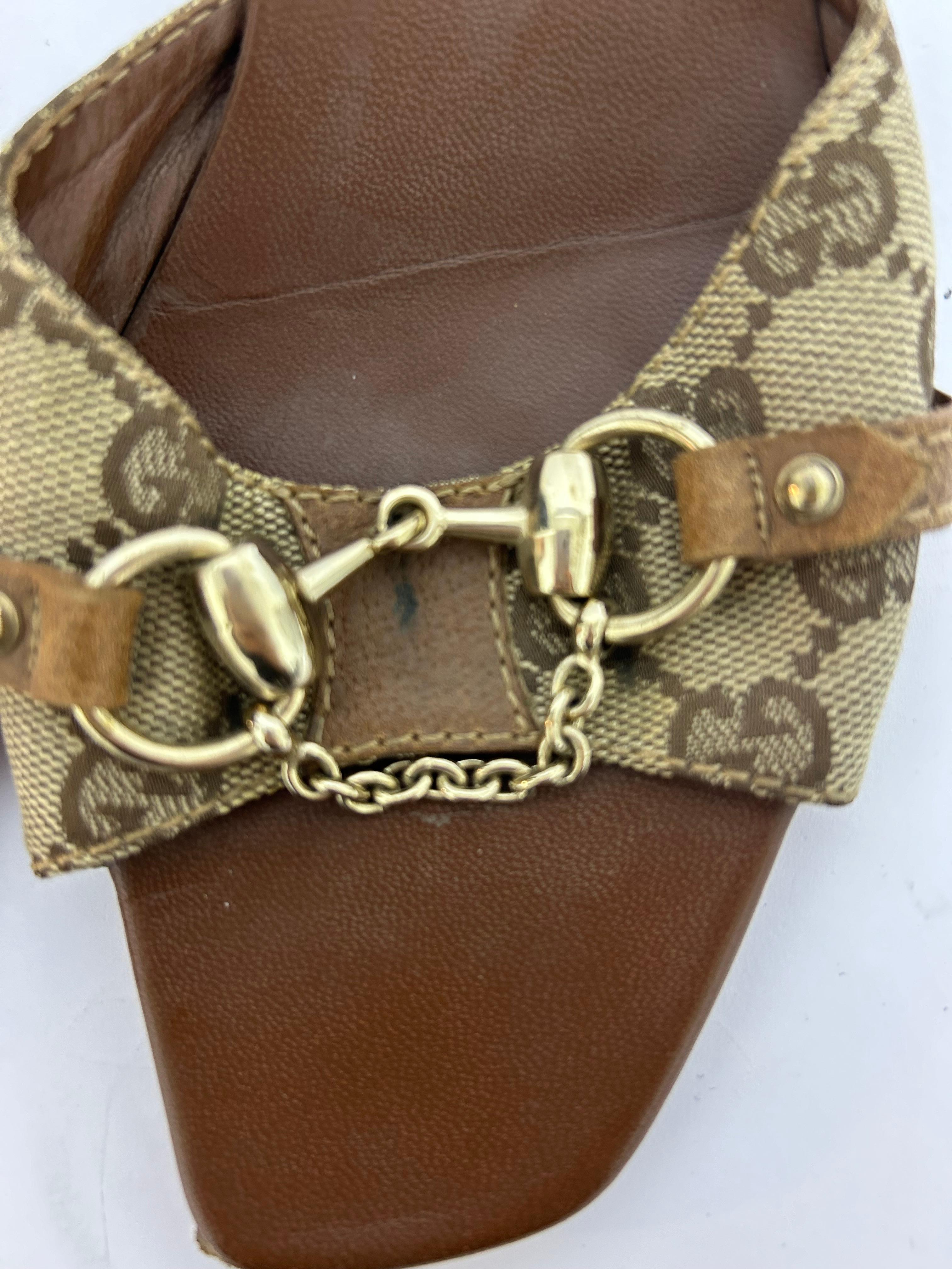 Gucci GG Segeltuch Horsebit Slide Größe EU 38,5 im Angebot 5