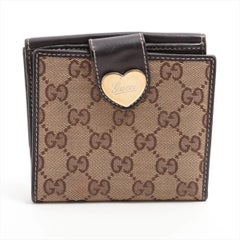 Gucci GG Canvas Leather Compact Wallet Beige