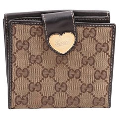 Gucci GG Canvas Leather Compact Wallet Beige
