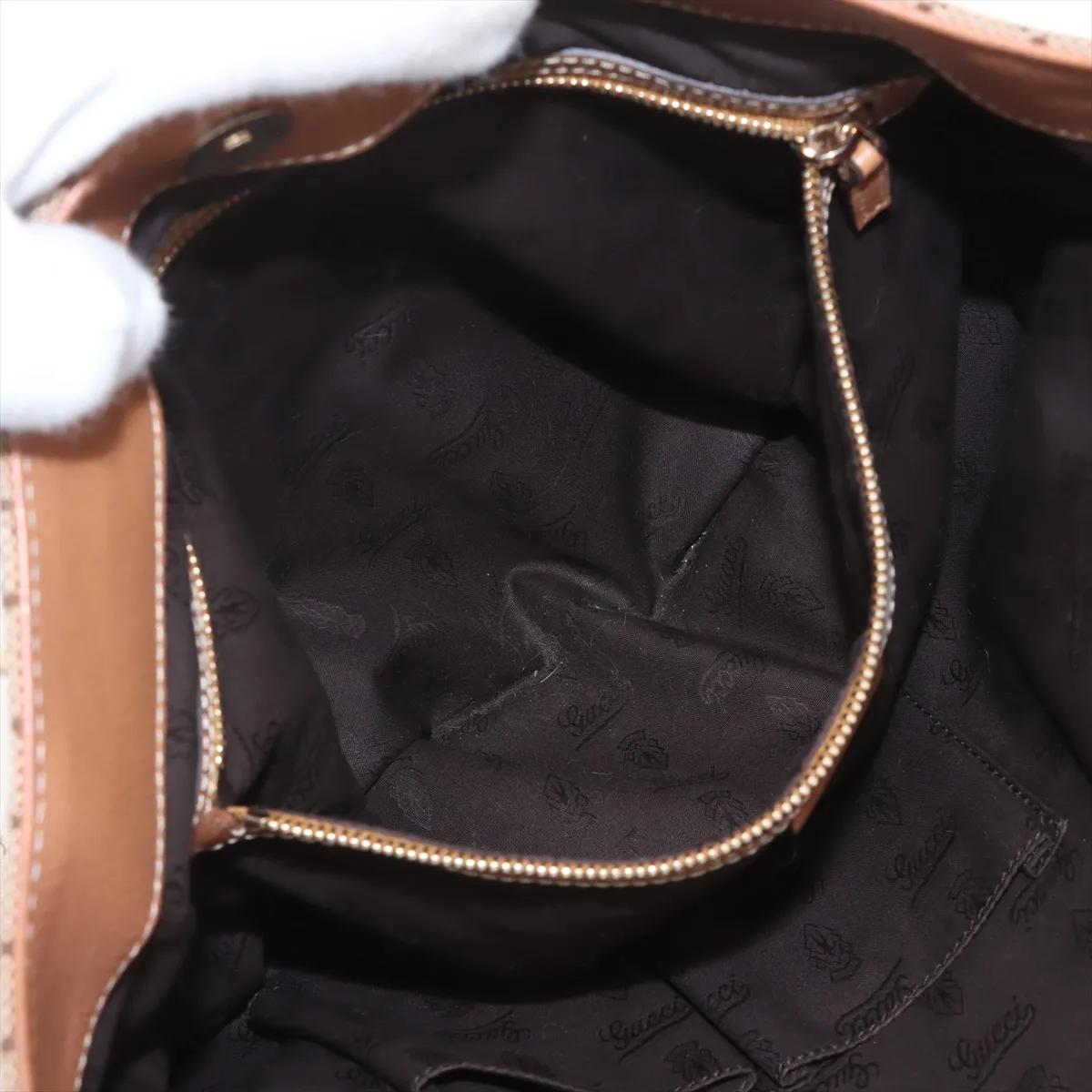 Gucci GG Canvas Leather Tote Bag Beige x Brown in vendita 4