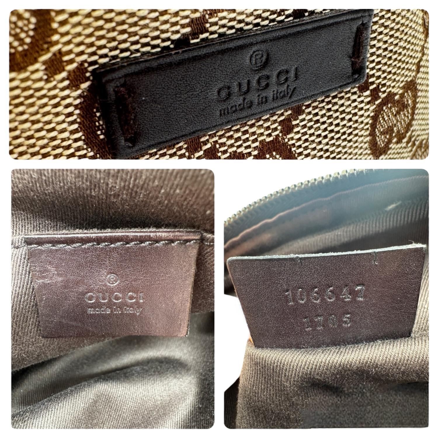 Women's or Men's Gucci GG Canvas Leather Zip Toiletry Bag Pouch For Sale