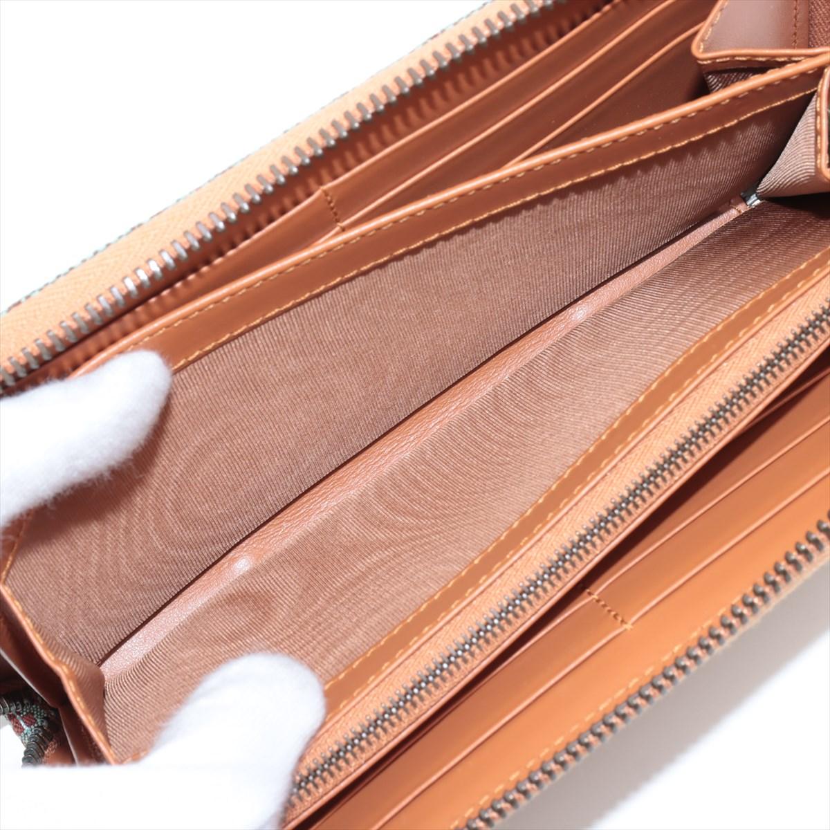 Gucci GG Canvas Leather Zippy Wallet Pale Blue x Brown For Sale 2