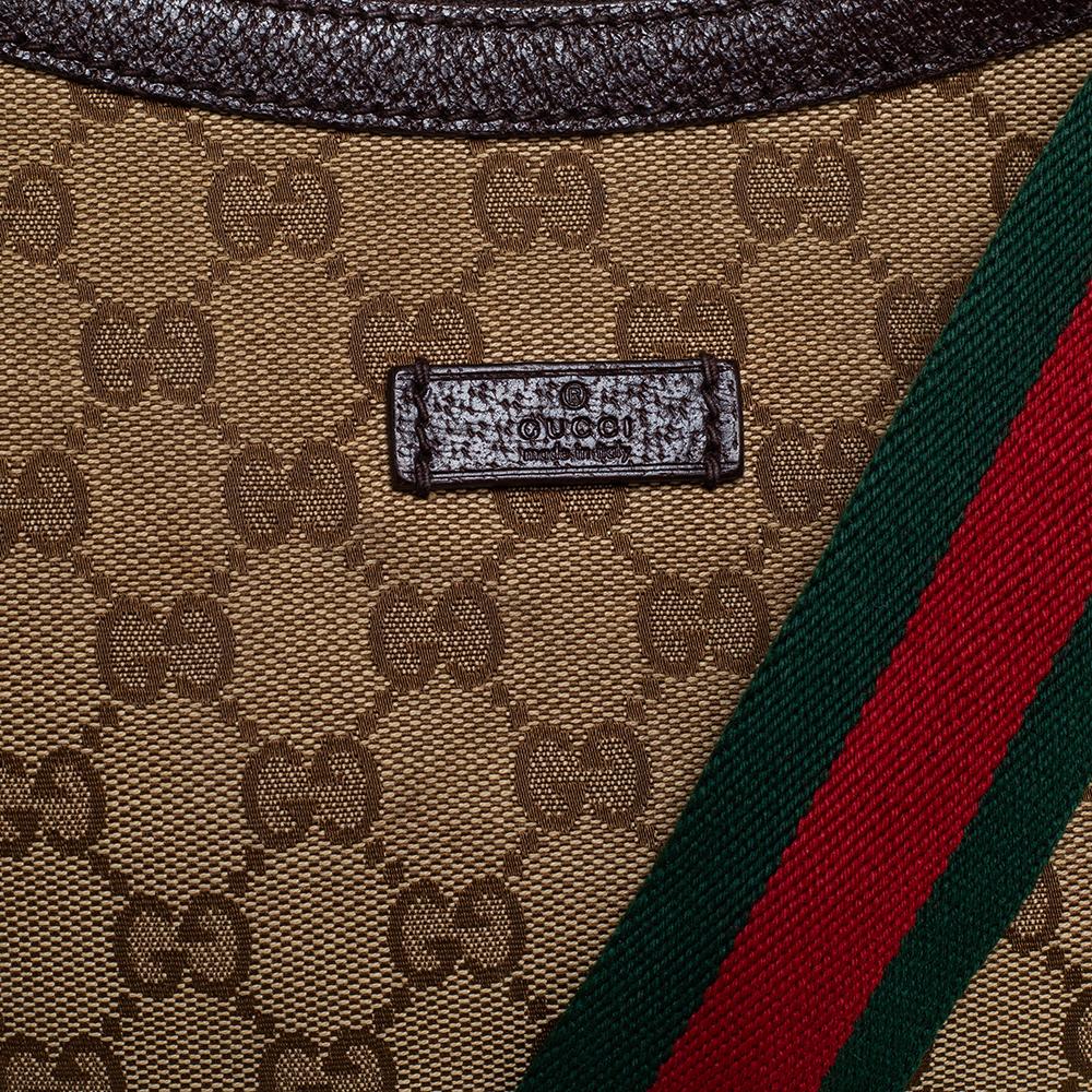 Brown Gucci GG Canvas Medium Web Messenger Bag