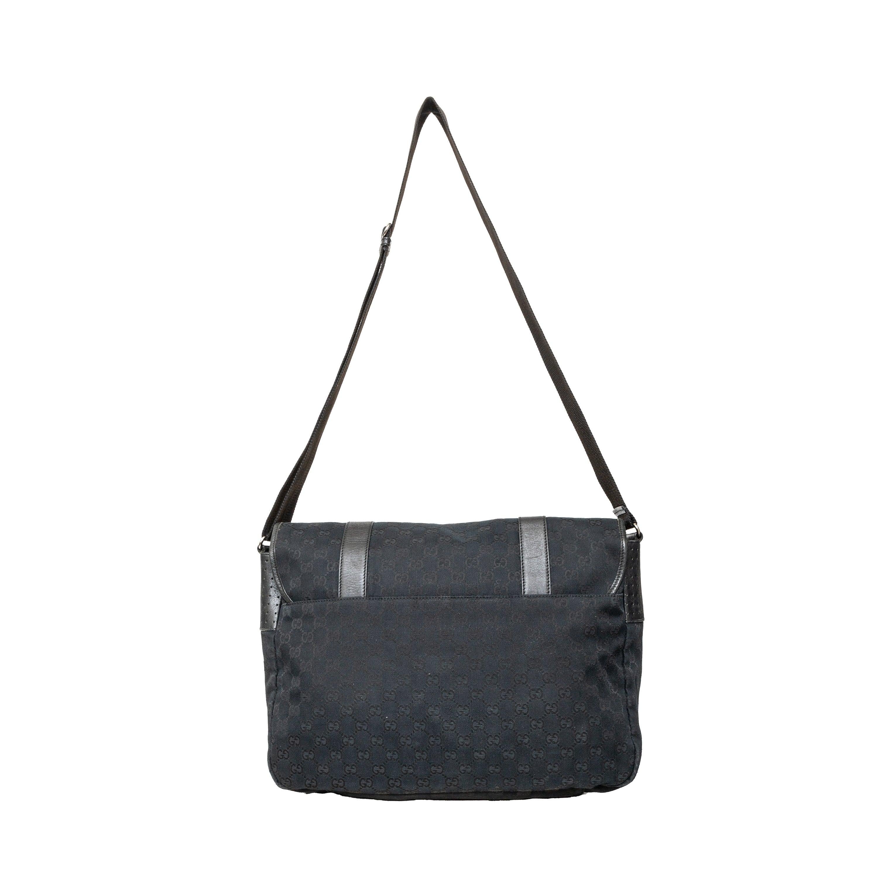 Black Gucci GG Canvas Messenger Bag - '10s For Sale