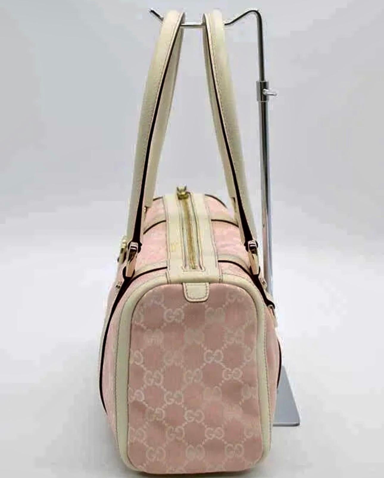 Gucci GG Canvas Mini Boston Bag simple in Excellent condition like New In Excellent Condition In New York, NY