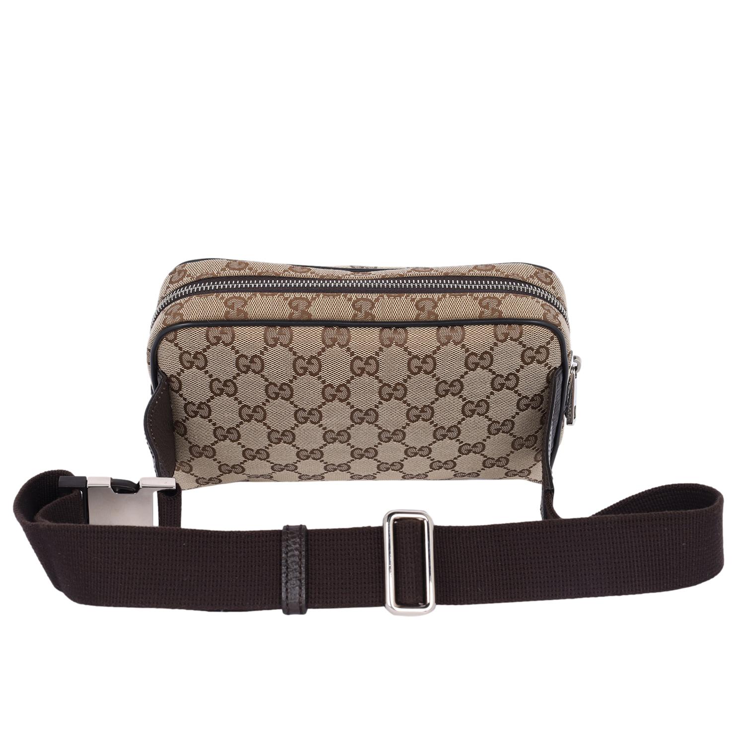 Gucci GG Canvas Monogram Belt Bag Brown For Sale 1