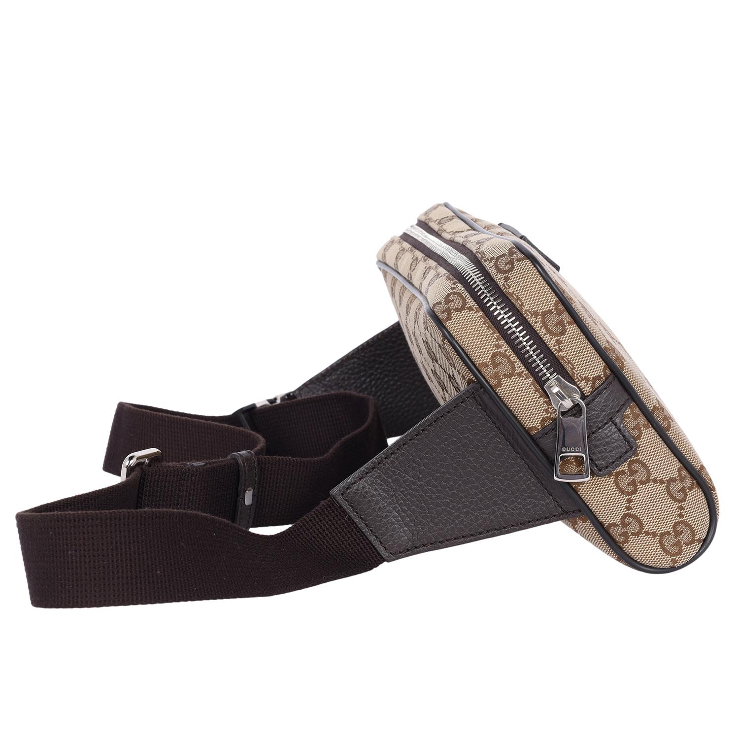 Gucci GG Canvas Monogram Belt Bag Brown For Sale 3