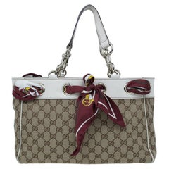 Gucci Beige/Brown GG Canvas and Leather Large Positano Scarf Tote at  1stDibs