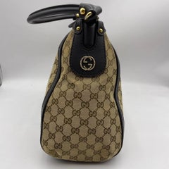Gucci GG Canvas Scarlett Hobo Bag Beige Canvas Brown Leather Shoulder Bag