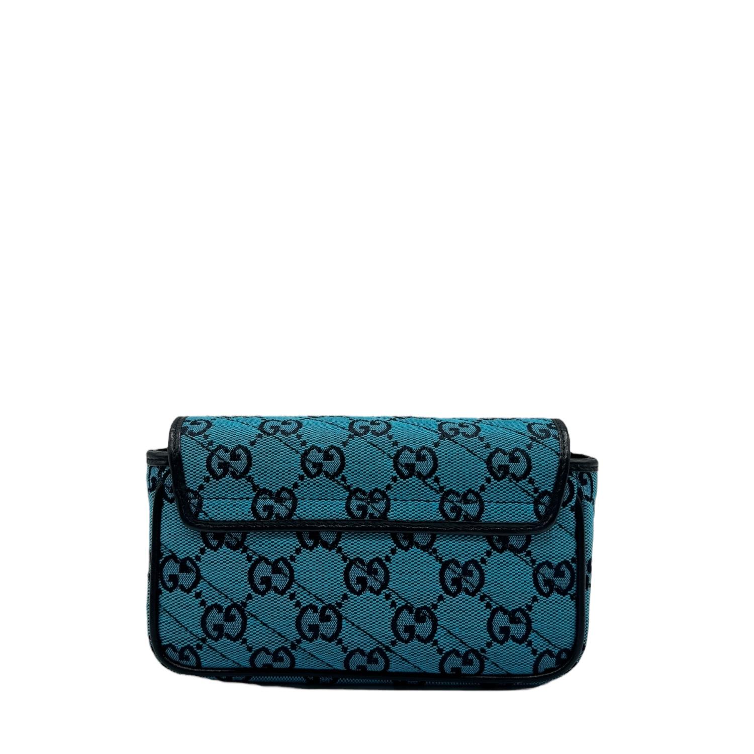 Gucci GG Canvas Super Mini Marmont Matelasse Shoulder Bag In Excellent Condition In Scottsdale, AZ