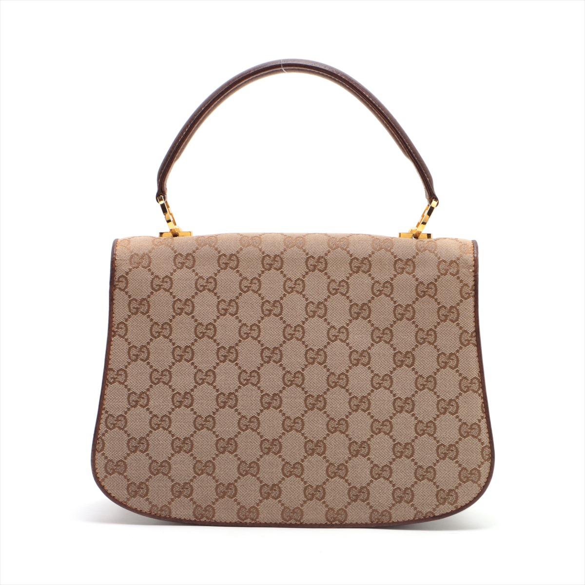 Gucci GG Canvas Top Handle Bag Beige In Good Condition In Indianapolis, IN