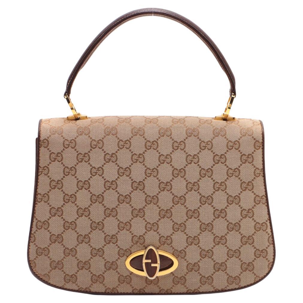 Gucci GG Canvas Top Handle Bag Beige For Sale