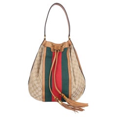 GUCCI GG Canvas Web Rania Drawstring Hobo