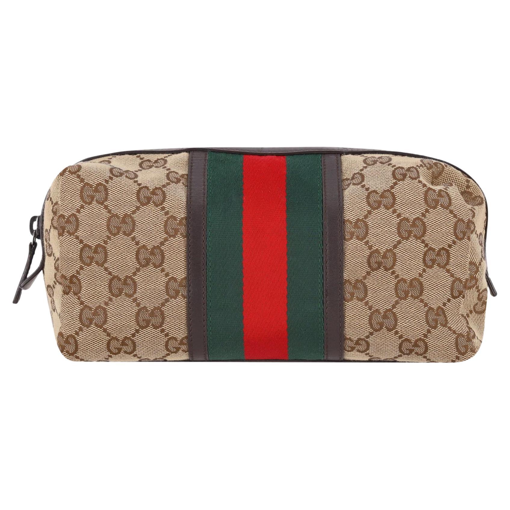 GG Canvas Web Stripe Cosmetic Pouch/Toiletry Bag di Gucci
