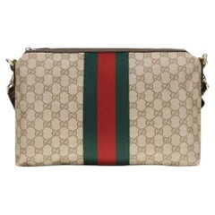 Gucci GG Canvas Web Stripe Shoulder Bag — Beige
