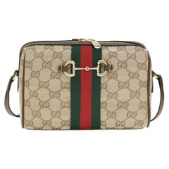 Gucci GG Canvas with Web Stripe Shoulder Bag — Beige