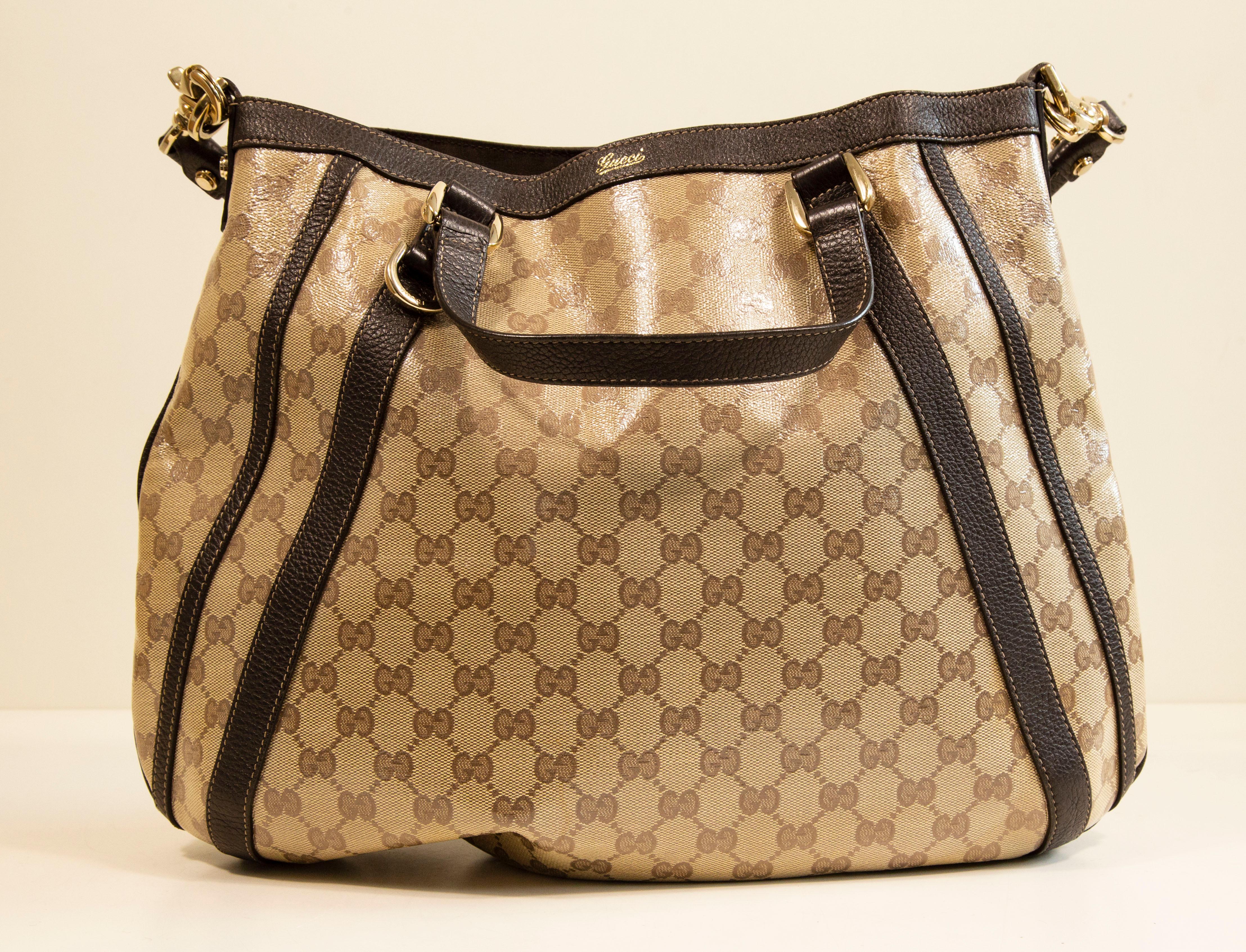 Gucci GG Kristall Canvas Abbey D- Ring Convertible Tote Umhängetasche 2-Wege-Tasche im Zustand „Gut“ im Angebot in Arnhem, NL