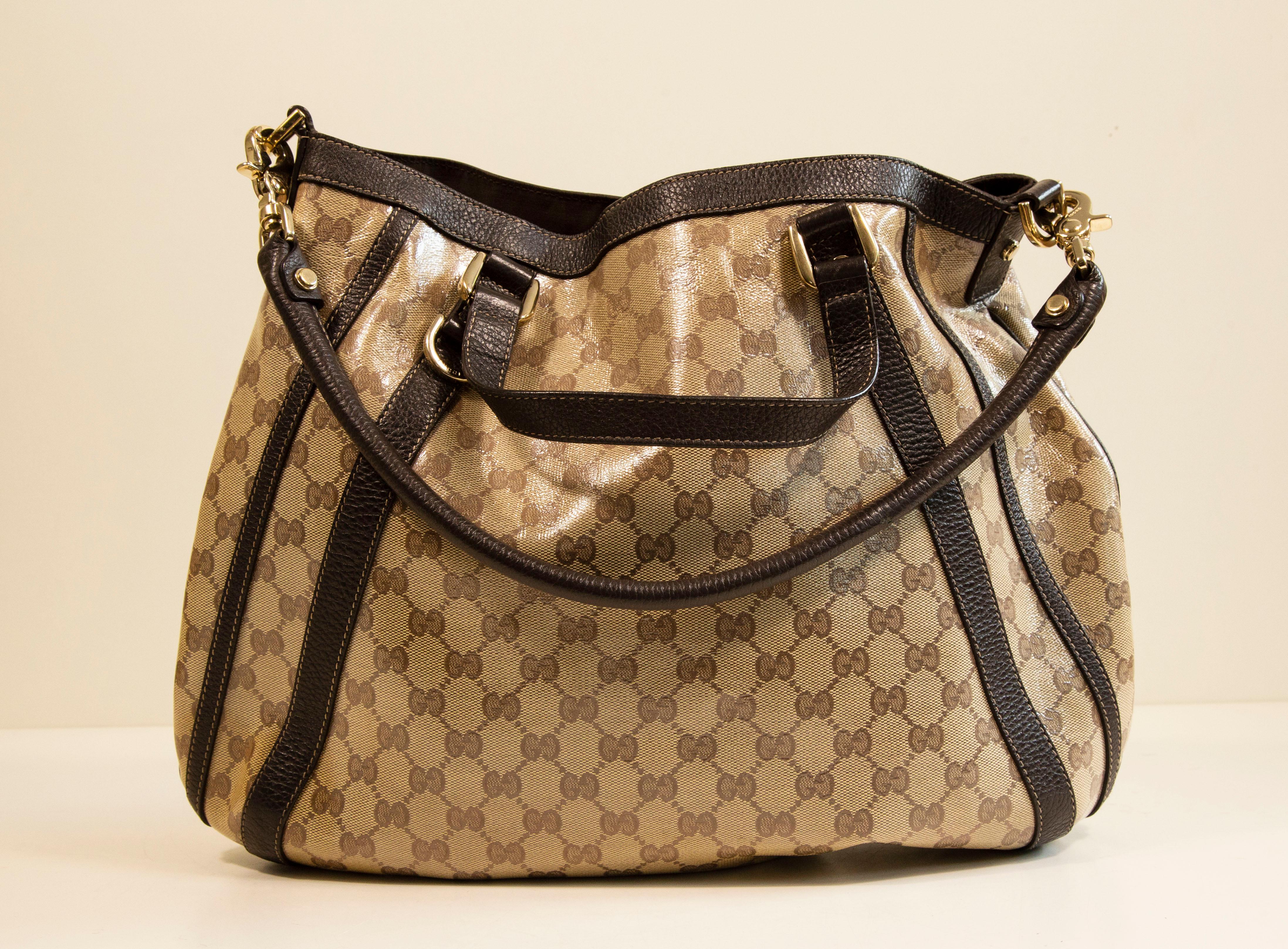 Gucci GG Kristall Canvas Abbey D- Ring Convertible Tote Umhängetasche 2-Wege-Tasche für Damen oder Herren im Angebot