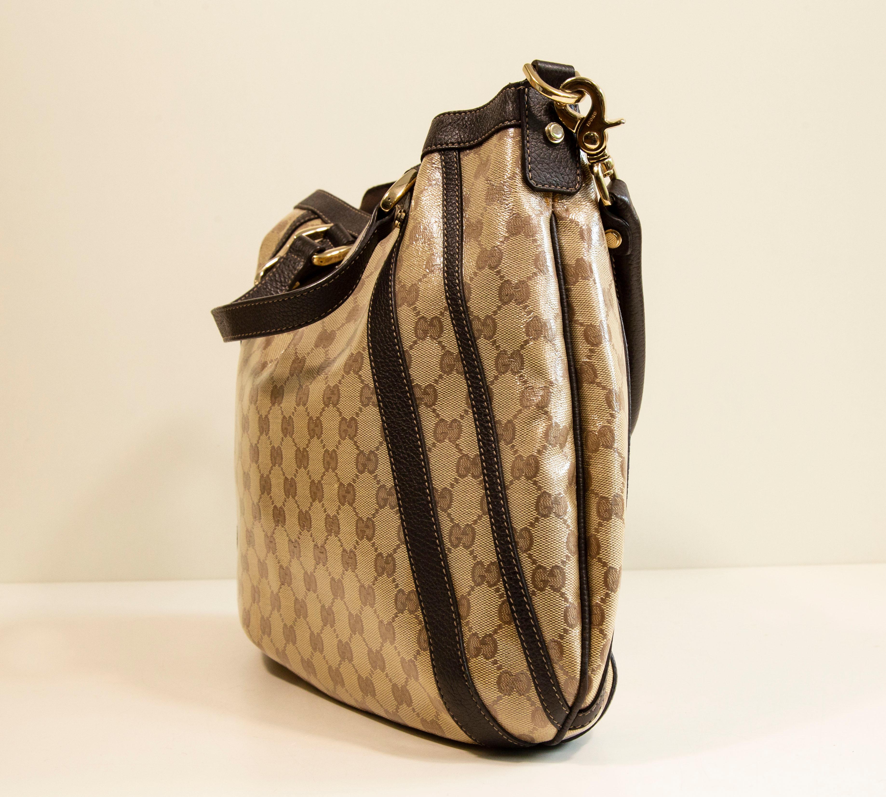 Gucci GG Kristall Canvas Abbey D- Ring Convertible Tote Umhängetasche 2-Wege-Tasche im Angebot 1
