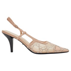 Chaussures à talons Gucci GG en maille embellie de cristaux beiges EU 37