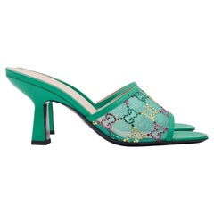 Gucci GG Crystal Embellished Mesh Charlott Sandal Heels EU 37.5