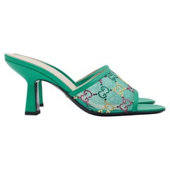 Gucci GG Crystal Embellished Mesh Charlott Sandal Heels EU 39.5