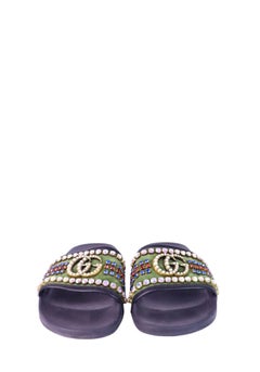 Gucci GG Crystal Embellished Slide Sandals - EU 39