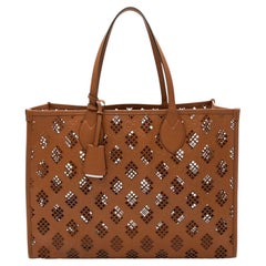 Gucci GG Debossed Calfskin Diamond Cutout Medium Tote