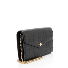 Gucci GG Debossed Leather Chain Wallet