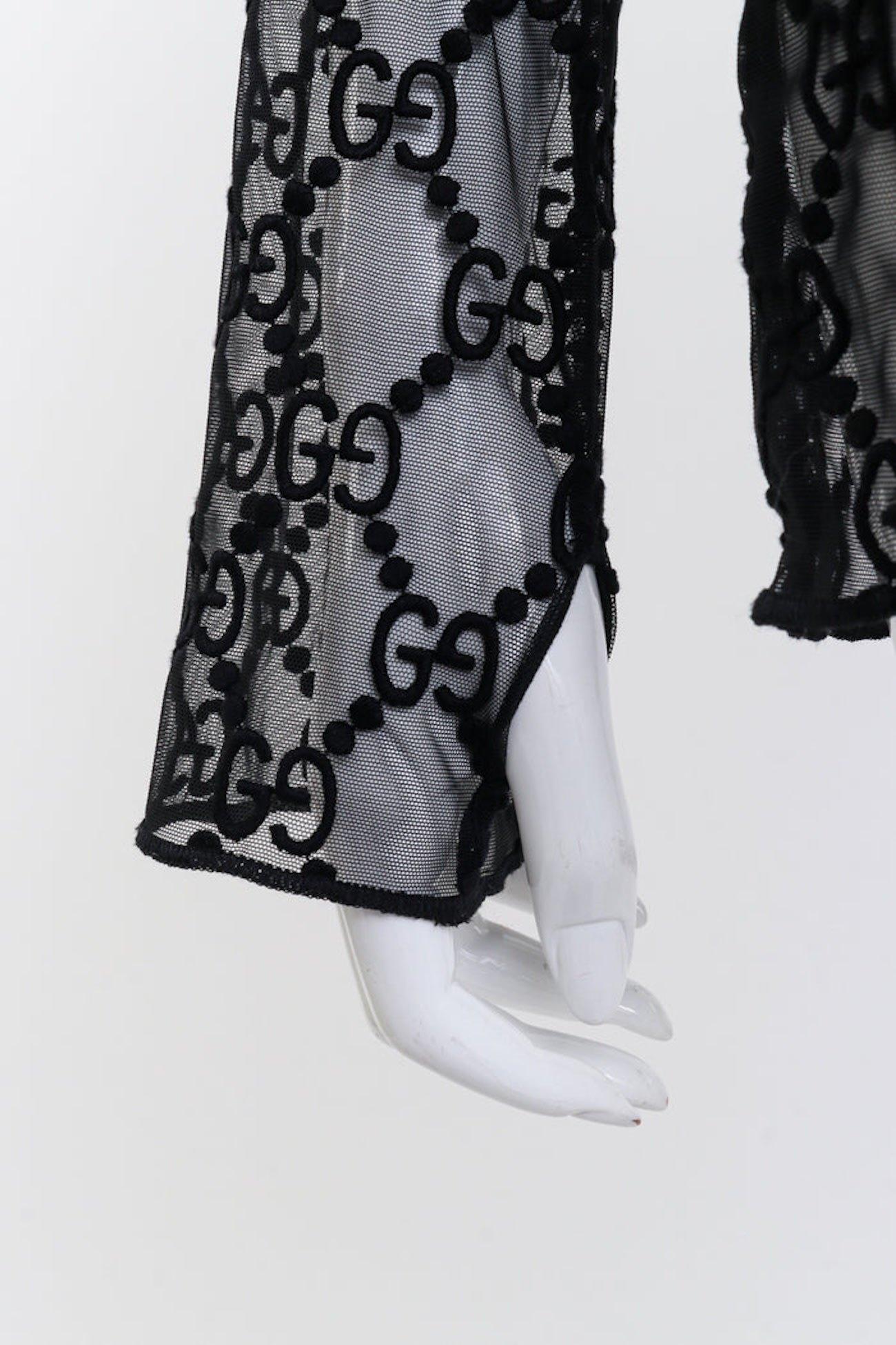 Gucci GG Diamond Embroidered Tulle Top (Large) In Good Condition For Sale In Montreal, Quebec