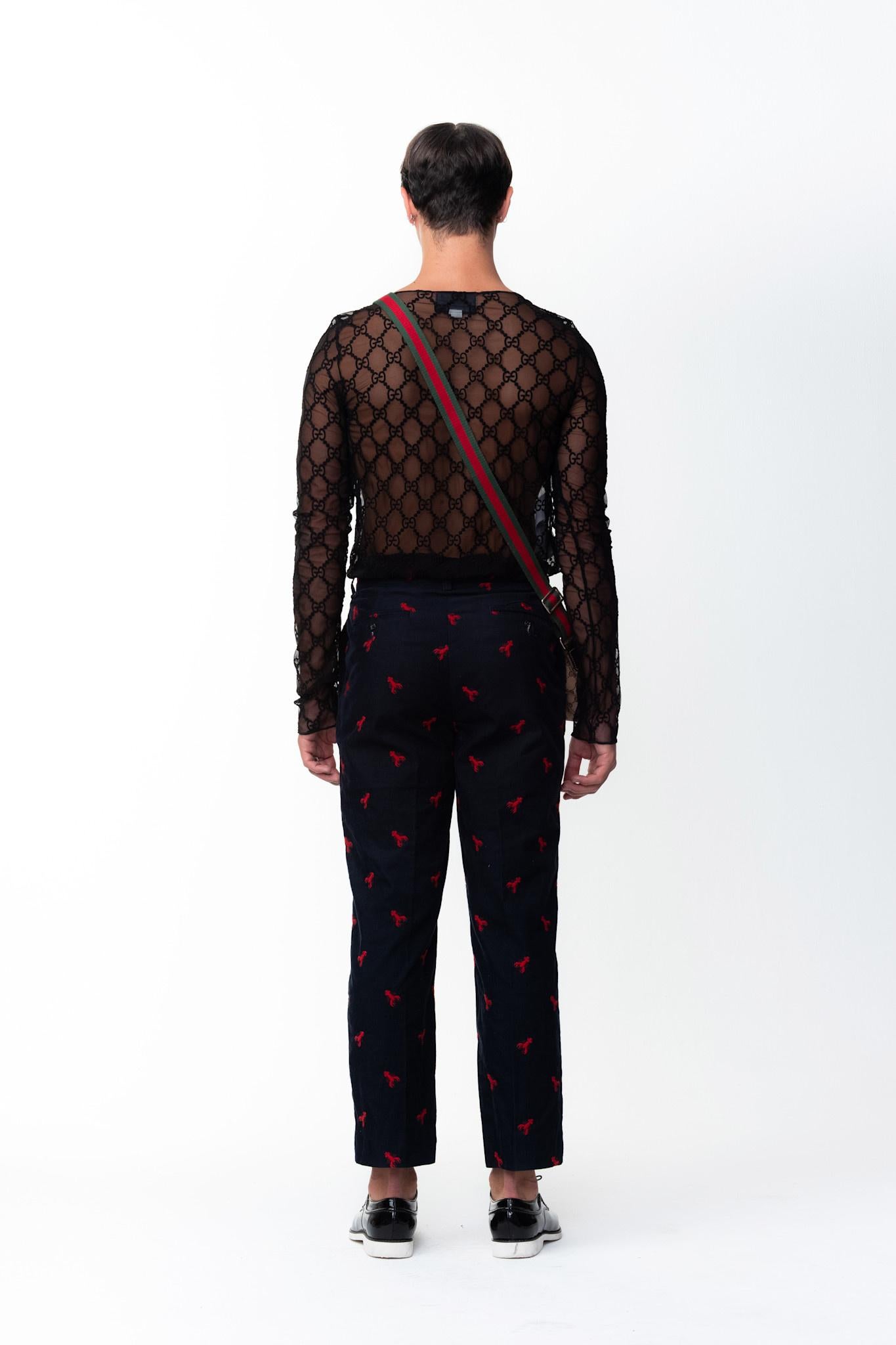 Gucci GG Diamond Embroidered Tulle Top (Large) For Sale 4