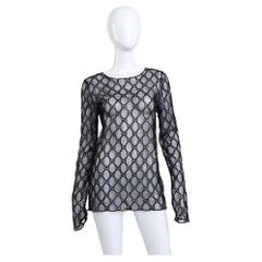 Gucci GG Diamond Embroidered Tulle Top (Large)