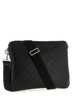 Gucci GG Emblem Crossbody Bag — Black