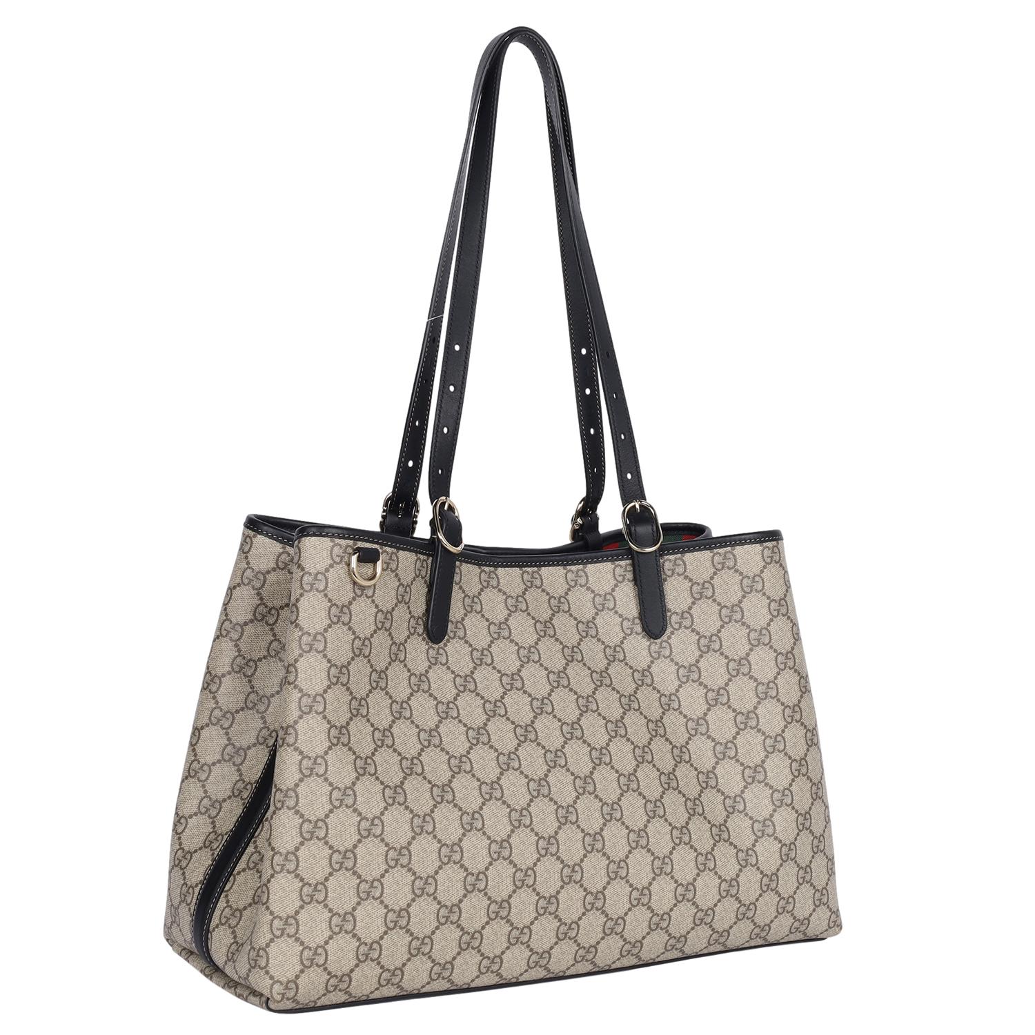 Marrone Gucci GG Emblem Maxi Tote Bag Nero in vendita