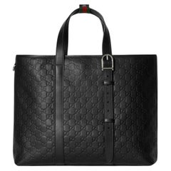 Gucci GG Embossed Leather Tote Bag — Black