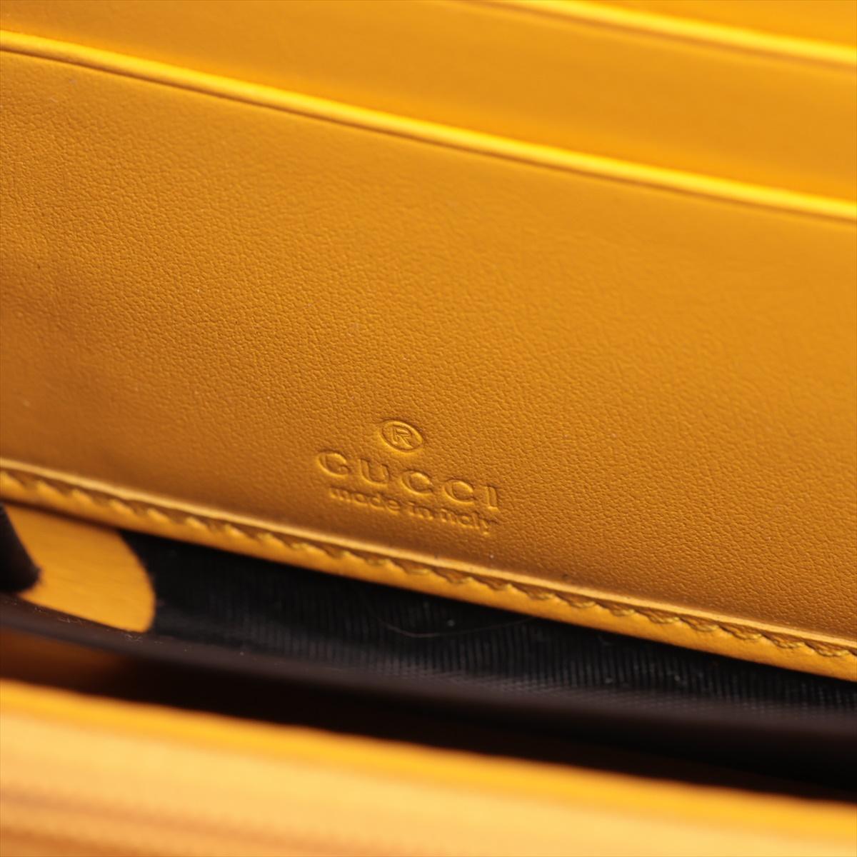 Gucci GG Embossed Leather Zip Long Wallet Yellow For Sale 4
