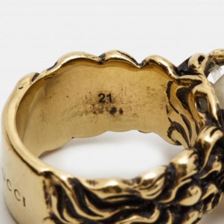 Bague en or avec fausse perle Gucci GG Taille 61 Pour femmes en vente