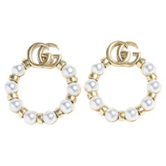 Gucci GG Faux Pearl Hoop Earrings