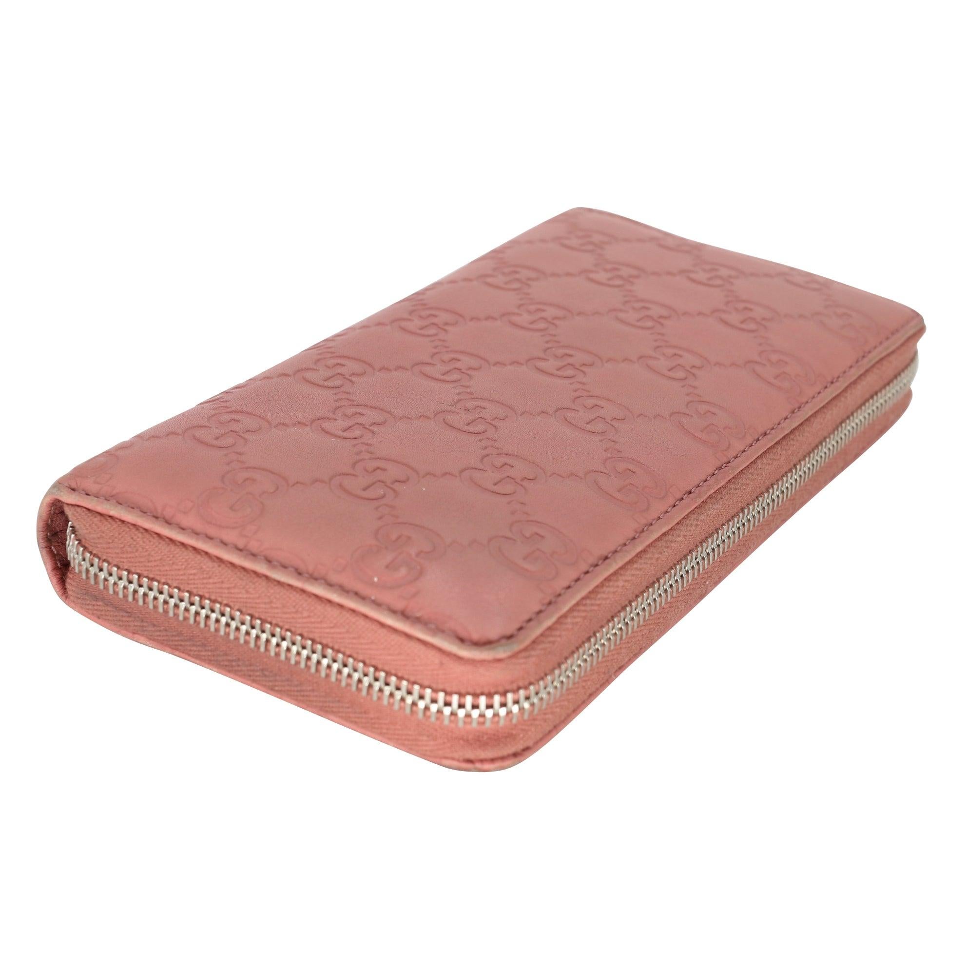 Gucci GG Guccissima Pink Leather Zip Around Wallet LV-W1110P-A003 For Sale 2