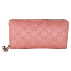 Gucci GG Guccissima Rosa Leder-Brieftasche mit Reißverschluss LV-W1110P-A003