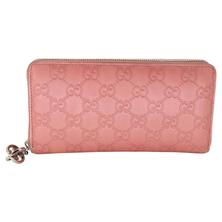 Gucci Monogram Zip Around French Flap Bi-Fold Wallet Beige/Pink in