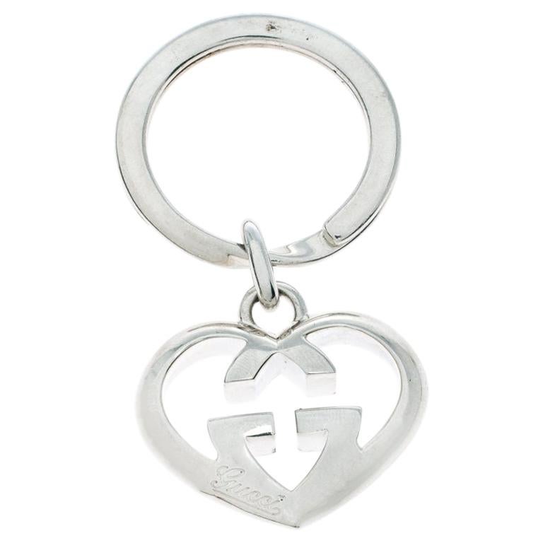 Gucci GG Heart Love Britt Silver Key Chain at 1stDibs