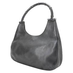 Vintage Gucci Gg Hobo-223599 Black Leather Shoulder Bag