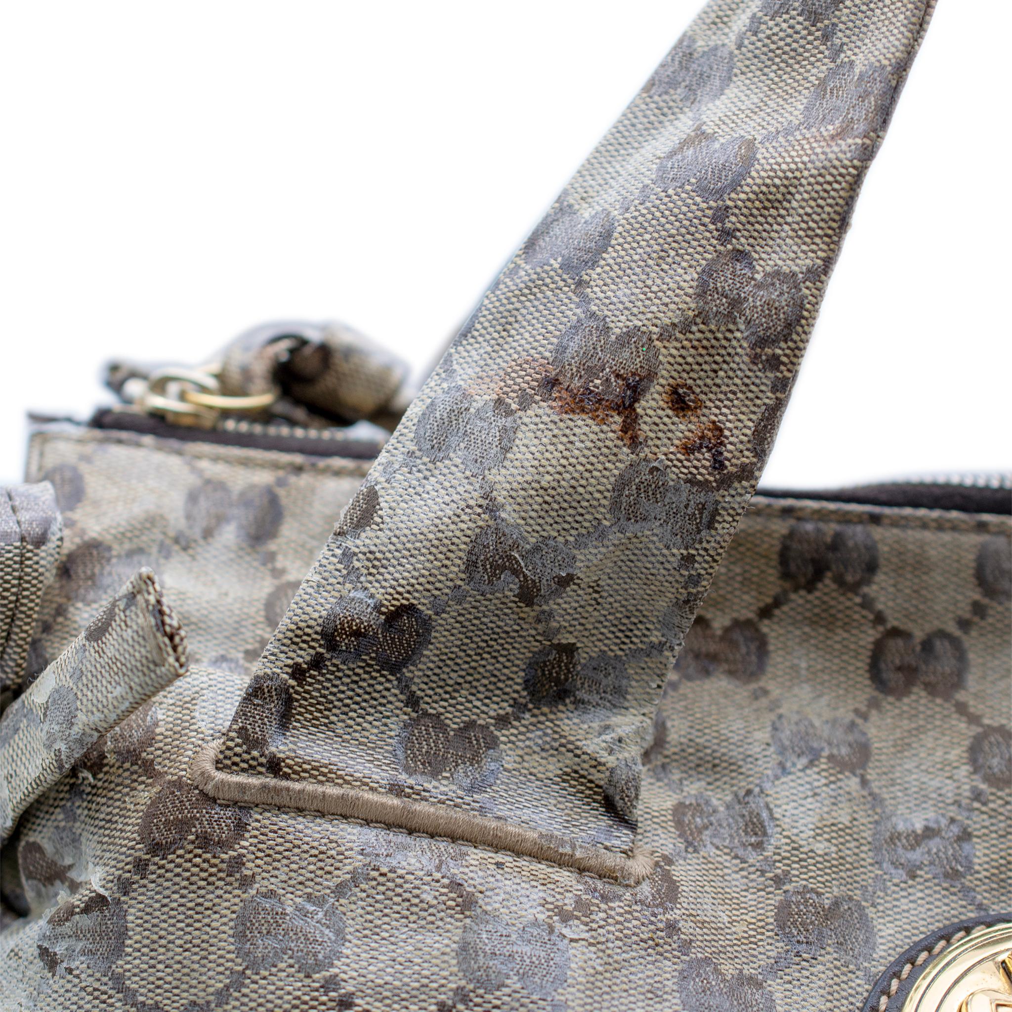 Gucci Gg Hysteria Tote Beige Leather Ladies Handbag In Excellent Condition For Sale In Houston, US
