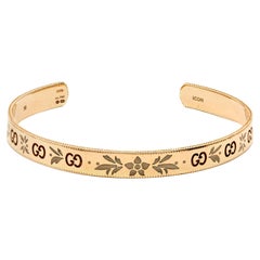 Gucci GG Icon Blossom Enamel 18k Rose Gold Cuff Bracelet 16