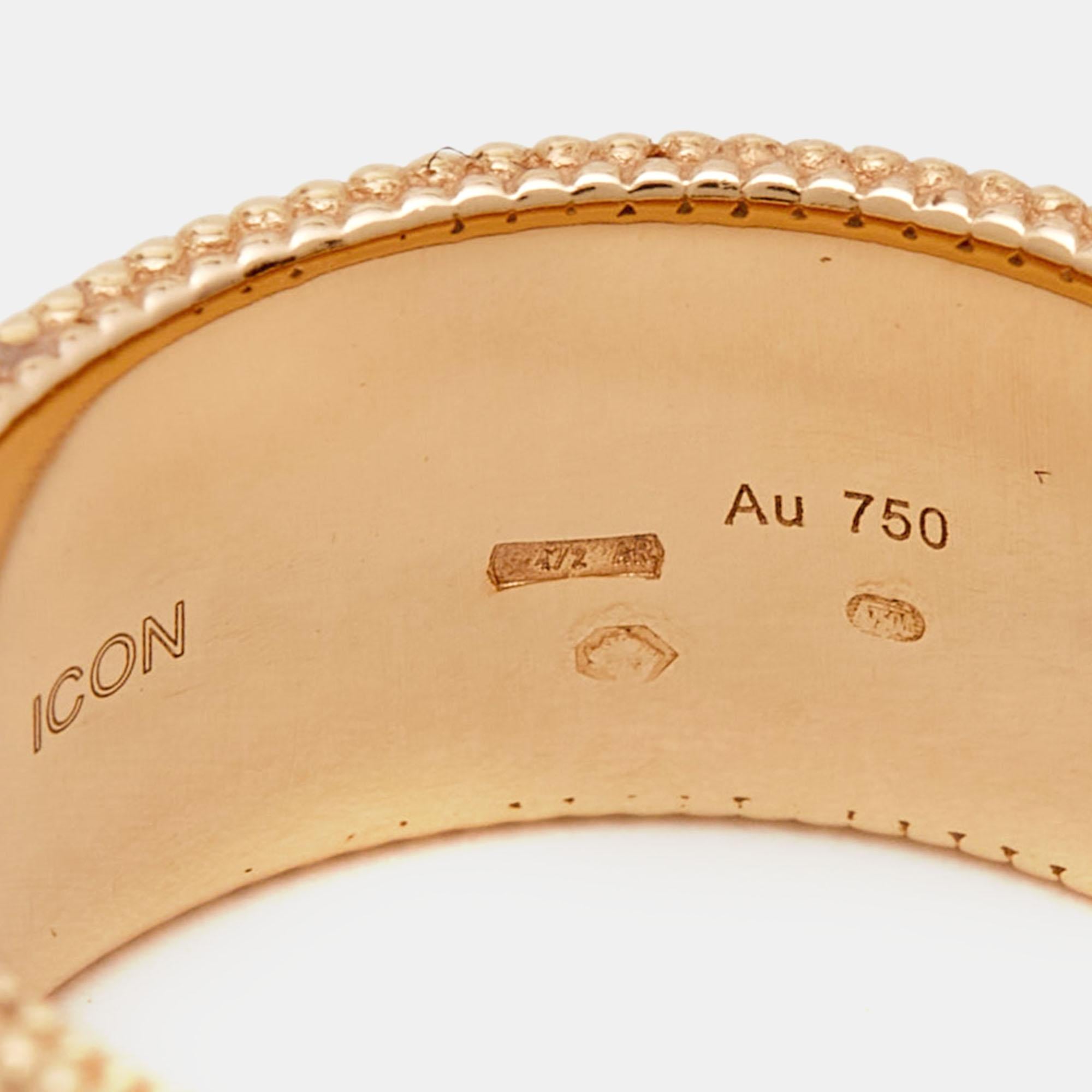 Gucci GG Icon Blossoms Enamel 18k Rose Gold Wide Band Size 53 In Excellent Condition For Sale In Dubai, Al Qouz 2